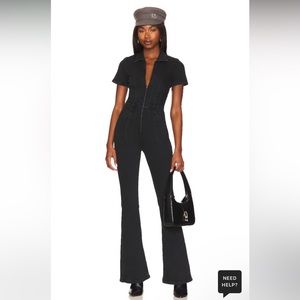 Free People Jayde Flare Jumpsuit in Black Mamba